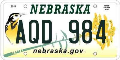 NE license plate AQD984