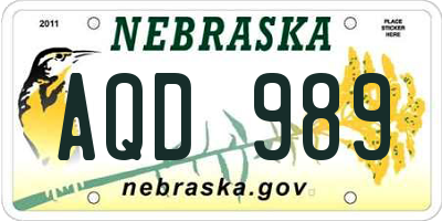NE license plate AQD989