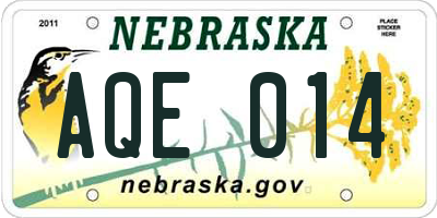 NE license plate AQE014