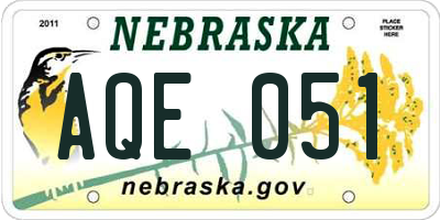 NE license plate AQE051