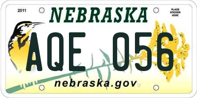 NE license plate AQE056