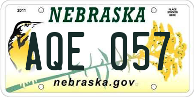 NE license plate AQE057