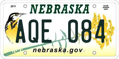 NE license plate AQE084