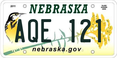 NE license plate AQE121
