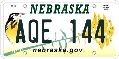 NE license plate AQE144