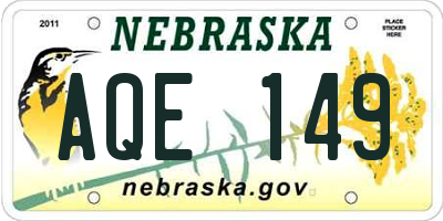 NE license plate AQE149