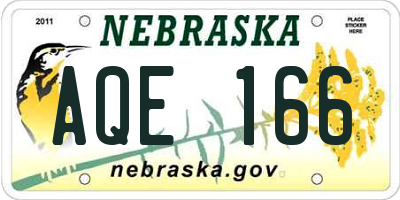 NE license plate AQE166