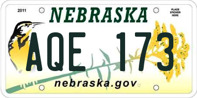 NE license plate AQE173