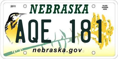NE license plate AQE181