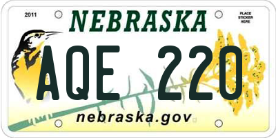 NE license plate AQE220