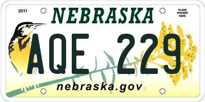 NE license plate AQE229