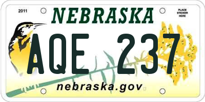 NE license plate AQE237