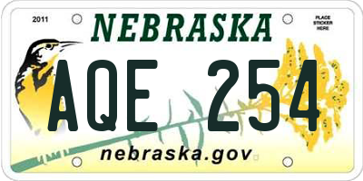 NE license plate AQE254