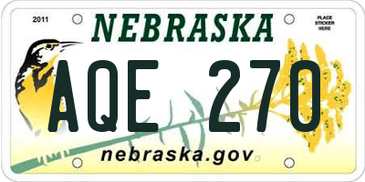 NE license plate AQE270