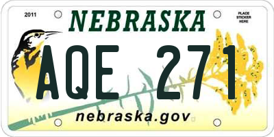 NE license plate AQE271