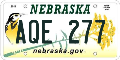 NE license plate AQE277