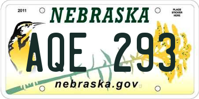 NE license plate AQE293