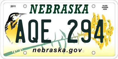 NE license plate AQE294