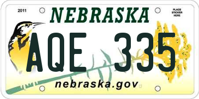 NE license plate AQE335