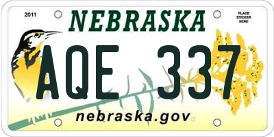 NE license plate AQE337