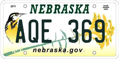 NE license plate AQE369