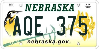 NE license plate AQE375