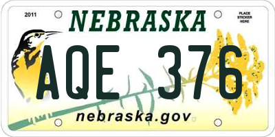NE license plate AQE376