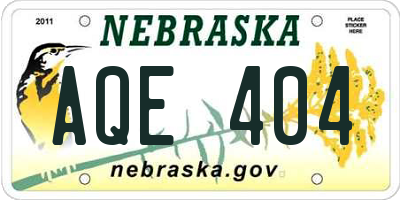 NE license plate AQE404