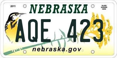 NE license plate AQE423