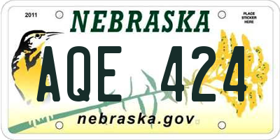 NE license plate AQE424