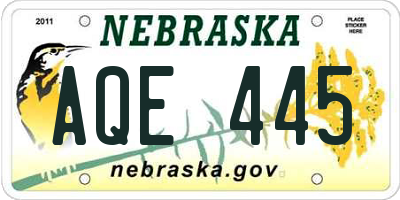 NE license plate AQE445