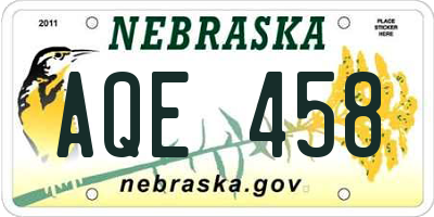 NE license plate AQE458