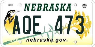 NE license plate AQE473