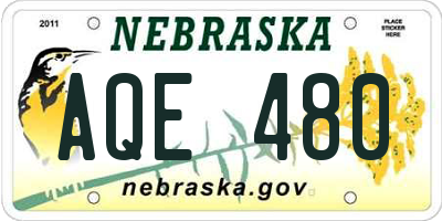 NE license plate AQE480