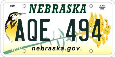 NE license plate AQE494