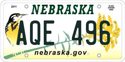 NE license plate AQE496