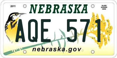 NE license plate AQE571