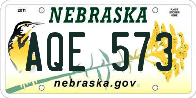 NE license plate AQE573