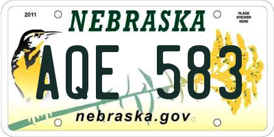 NE license plate AQE583