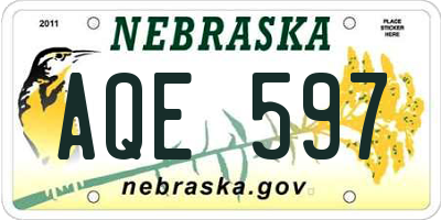 NE license plate AQE597