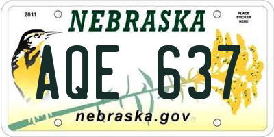 NE license plate AQE637