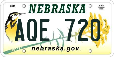 NE license plate AQE720