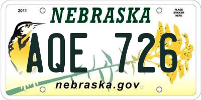 NE license plate AQE726