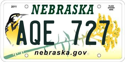 NE license plate AQE727