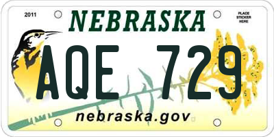 NE license plate AQE729