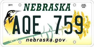NE license plate AQE759
