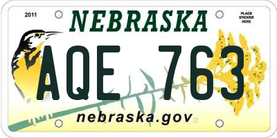 NE license plate AQE763