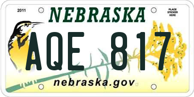 NE license plate AQE817