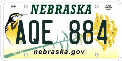 NE license plate AQE884