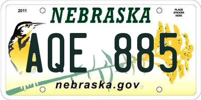 NE license plate AQE885